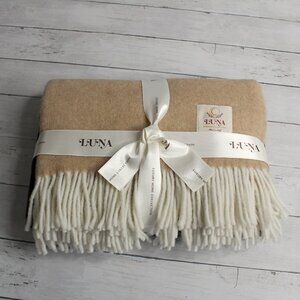 Luna Cashmere Wool Throw Blanket Made in Italy Brown